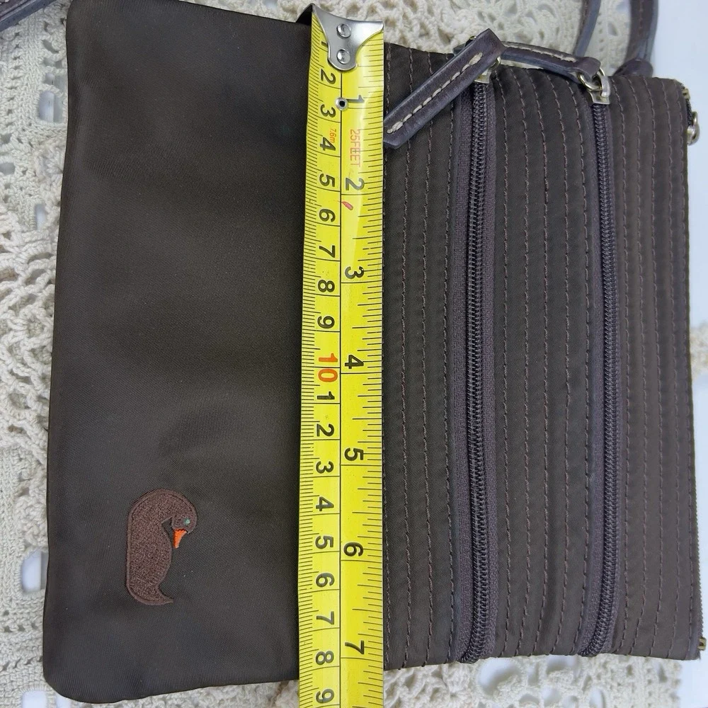 Dooney Bourke Brown Nylon North South Triple Zipper Crossbody Shoulder Bag - Picture 12 of 14